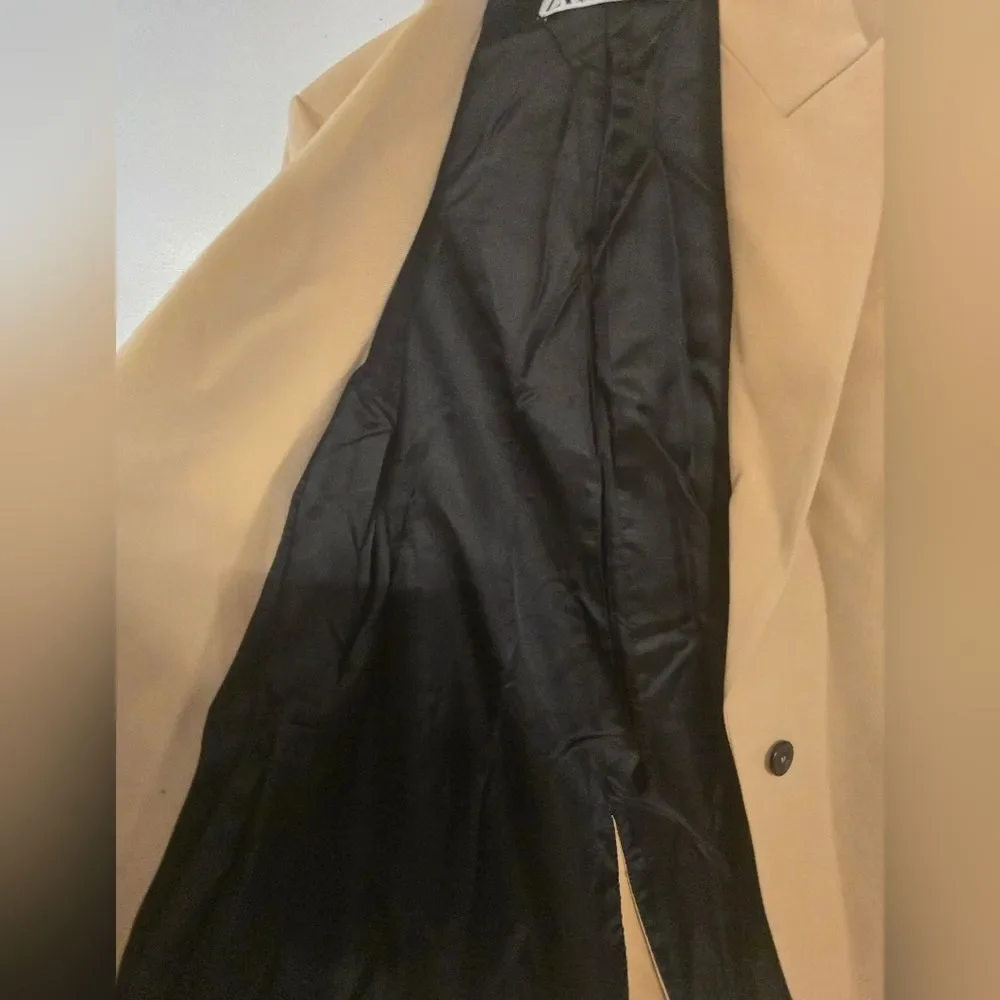 Zara Oversized Single-button Blazer In Tan Size Small - Picture 9 of 14